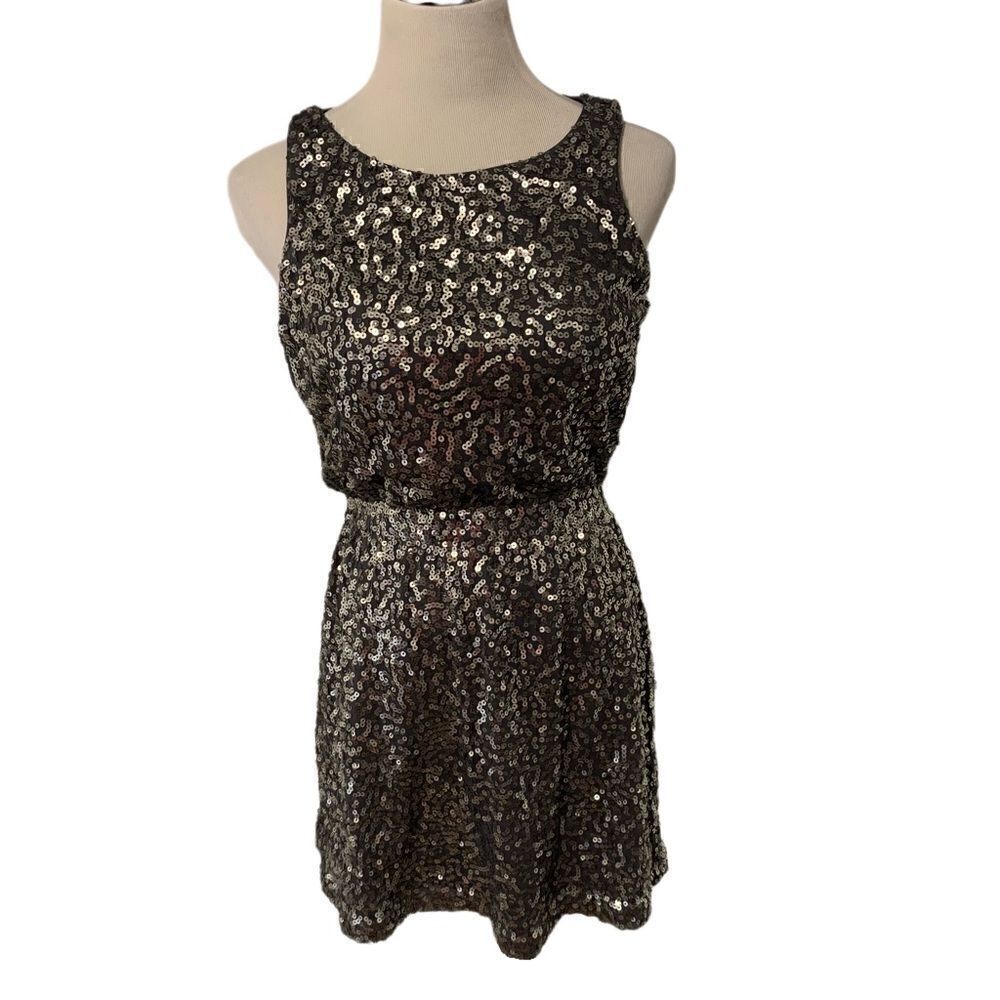Lauren Conrad Gray Sequin Sleeveless Dress Sz 8